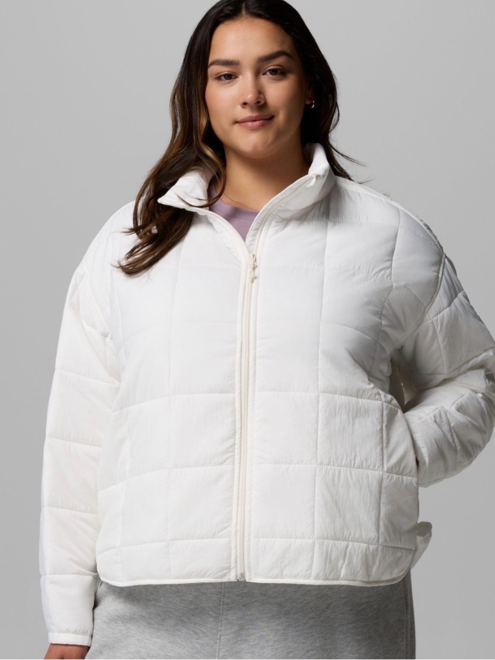 Avalanche Puffer Jacket Medium Off White lightweight pockets full zip mock neck